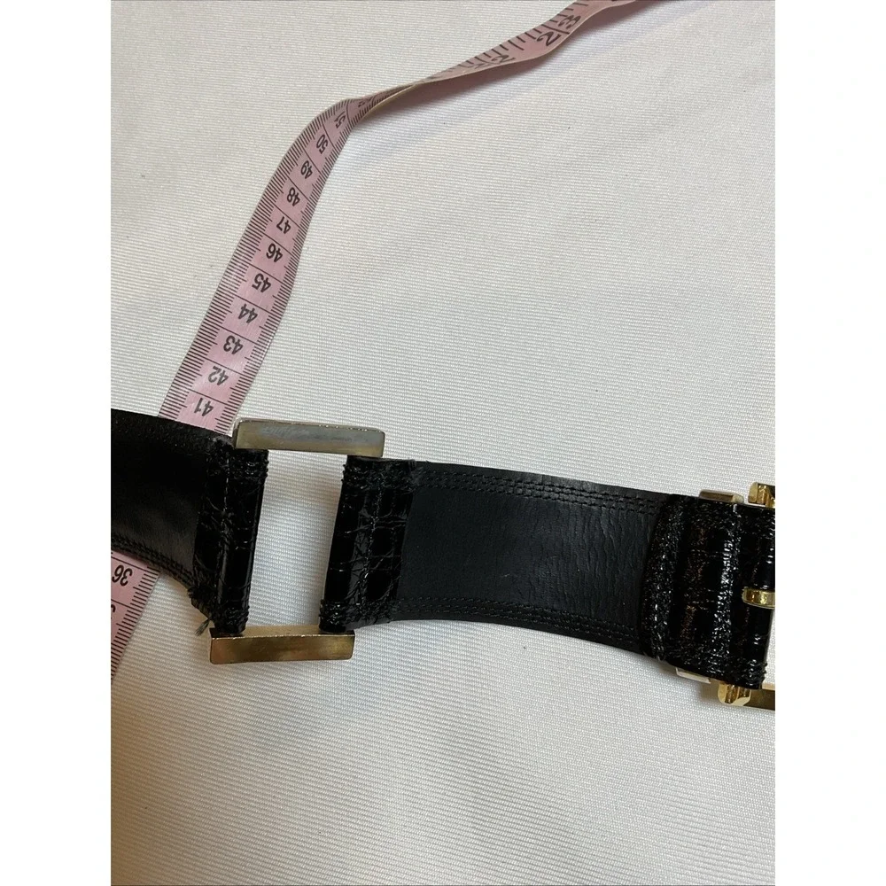 Bergdorf Goodman Crocodile Statement Belt Modular Rings Patent Wide Size 30